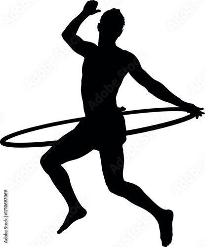 Dynamic hula hooper silhouette in action