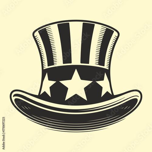 Uncle Sam Hat Patriotic American Top Hat Illustration
