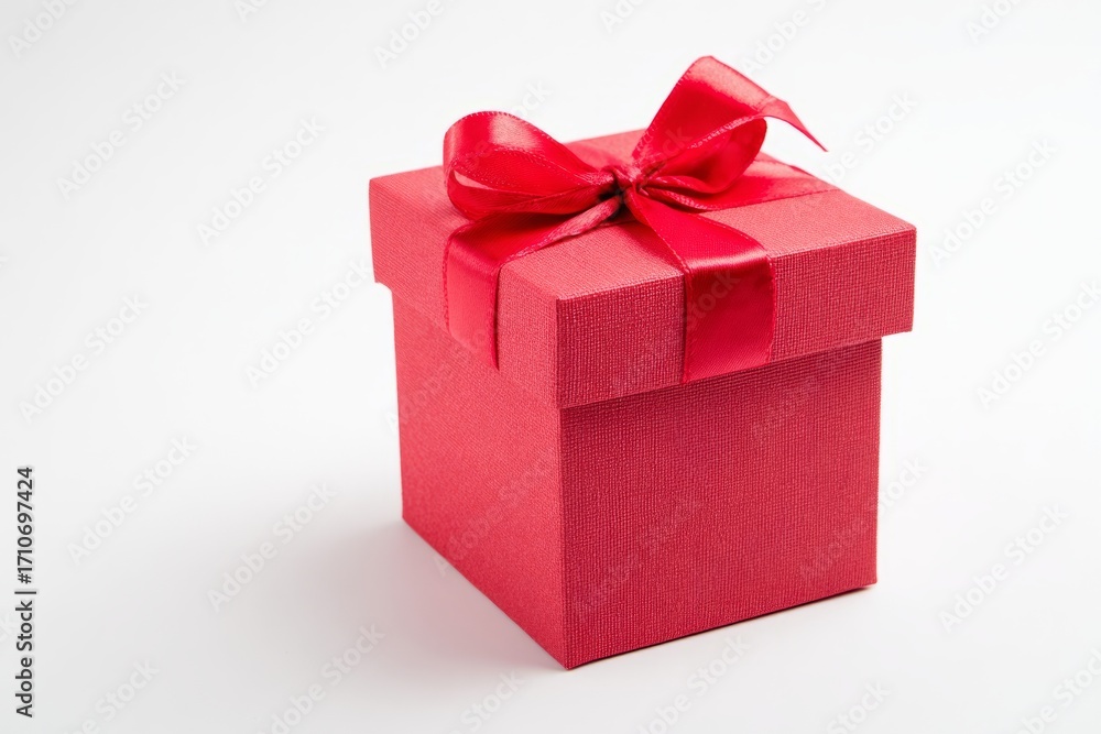 Obraz premium A red box with a red ribbon on top. gift box, Christmas concept.