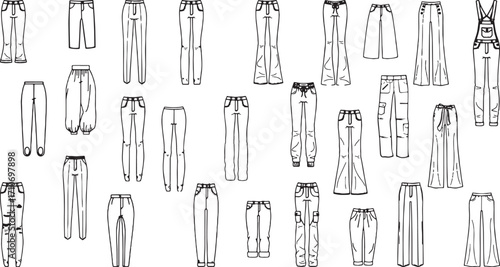 Art & Vector Art of Various Stylish Pants and Trousers Fashion Designs