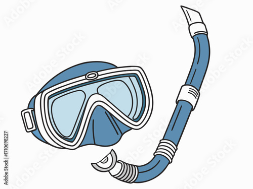 Snorkeling gear featuring a blue mask and snorkel isolated on a white background perfect for summer vacation and water sport adventures