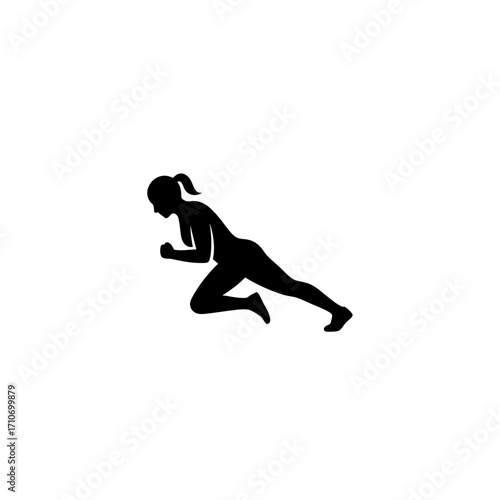 Dynamic runner silhouette in motion, sprinting forward with powerful energy and determination