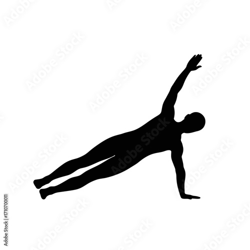 Silhouette of a person in a side plank yoga pose demonstrating strength and balance