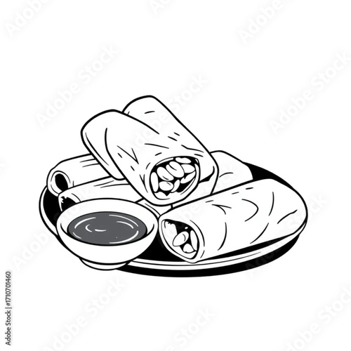 Fresh spring rolls with peanut dipping sauce