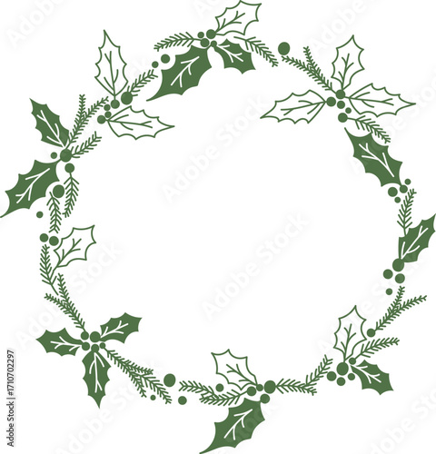 Holly Leaf Wreath Christmas Sketch