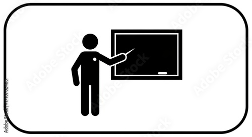 Teacher presenting on chalkboard