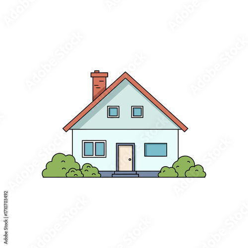 Abstract real estate concept with a small 3D house model in the shape of a tree, symbolizing the blending of home, architecture, and nature