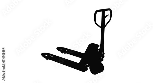 Simple black silhouette of a manual pallet jack for material handling