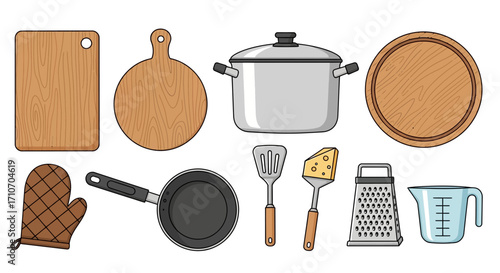 Kitchen Utensils and Cooking Tools Vector Illustration