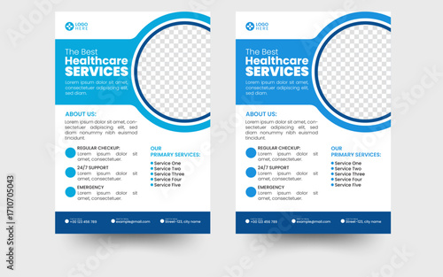 Healthcare Flyer Promoting Medical Services. a bundle of a4 flyer design template. medical services flyer. doctor & patient consulting flyer design. 	