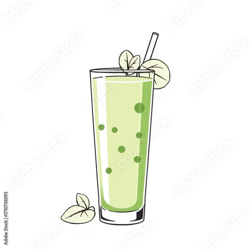 Fresh spinach and avocado smoothie in tall glass