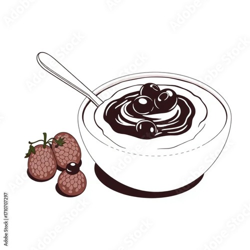 Homemade coconut yogurt with berry compote