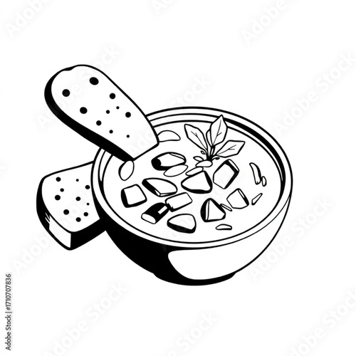 Homemade vegetable soup with crusty bread