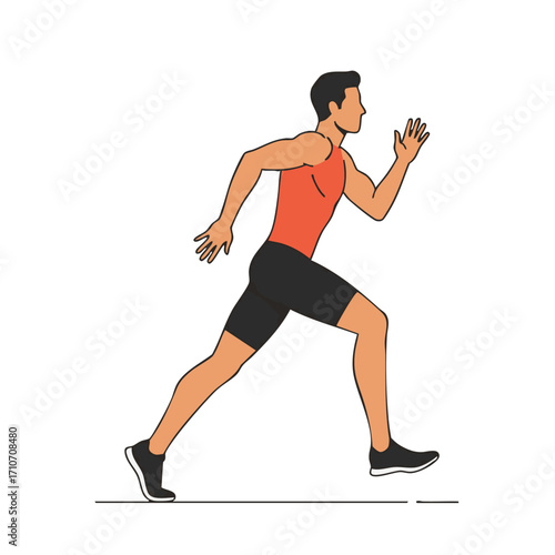 A determined young man in athletic attire is energetically sprinting forward, demonstrating speed and dedication during his rigorous fitness workout.