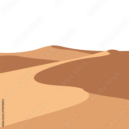 Serene Desert Landscape Illustration with Rolling Sand Dunes and Warm Earth Tones, Evoking a Sense of Arid Beauty and Remote Wilderness, Ideal for Travel and Adventure Themes