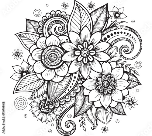 Flower coloring pages for adults and kids 