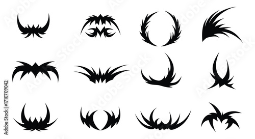 Collection of striking black tribal wing and feather style graphic designs