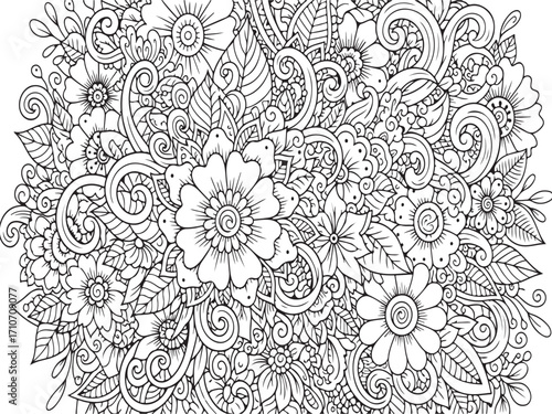 Flower coloring pages for adults and kids 