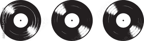 Trendy Vinyl Records Vector Illustration with Photocopy Effect