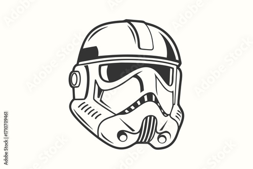 Outlined white helmet design shows distinct ventilation and eye protection clearly presented