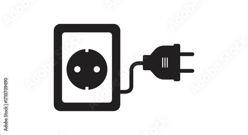 Electric plug connecting to a wall socket power charging illustration