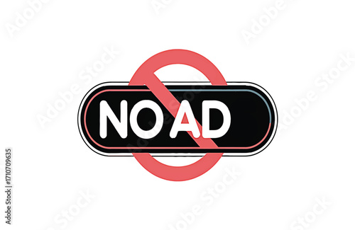 No Ad Sign Symbol with Red Circle and Diagonal Line Indicating Prohibition against Advertising and Commercial Promotions