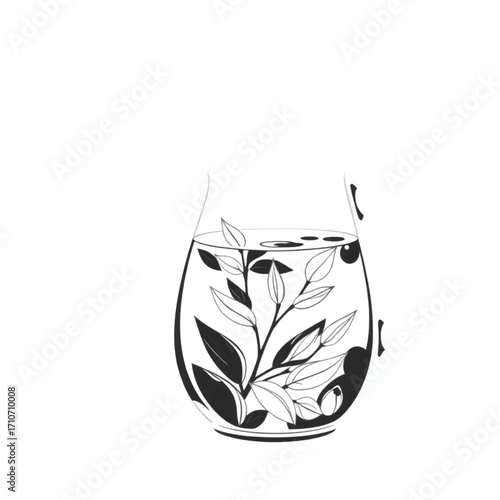 Cold herbal tea blend in glass pitcher
