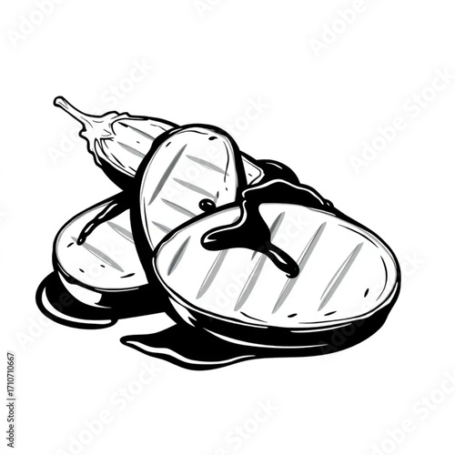 Grilled eggplant with balsamic reduction