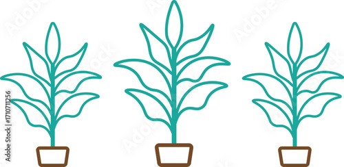 Nature Inspired Flower Tree Line Vector Icons – Minimal Silhouettes for Gardening, Growth, and Eco Themes