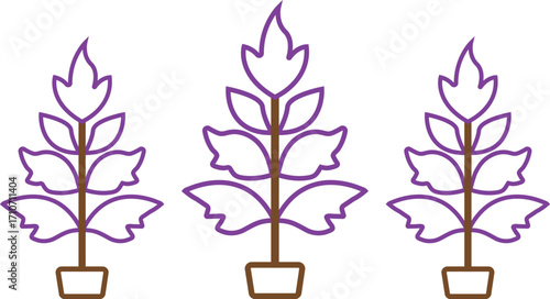 Diverse Flower Tree Line Outline Silhouette Vector Set for Minimal, Natural, and Environmental Projects