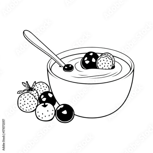 Homemade nut milk yogurt with berries