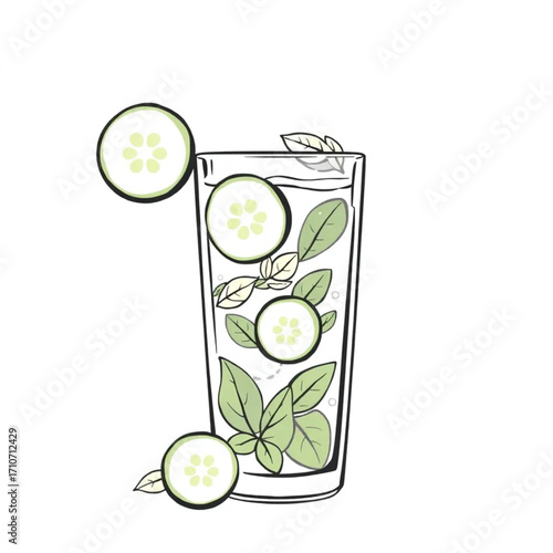 Fresh cucumber and mint infused water