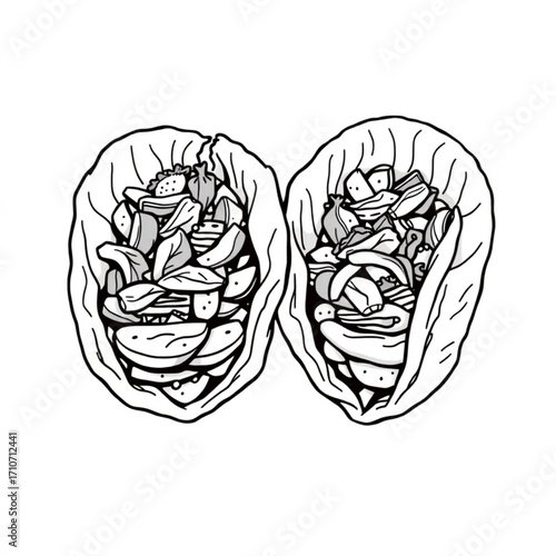 Grilled vegetable and hummus lettuce wraps