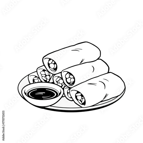 Homemade vegetable spring rolls with sauce