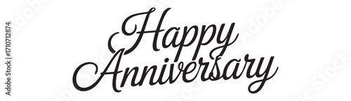 Happy Anniversary Text with Elegant Swirls celebration