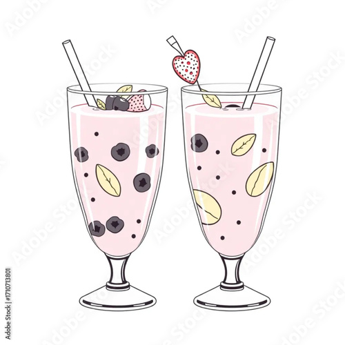 Fresh berry and spinach smoothie in glasses
