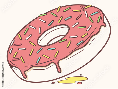 Delicious frosted donut with colorful sprinkles, a sweet treat perfect for any occasion.