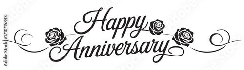 Happy Anniversary text with hearts on white love