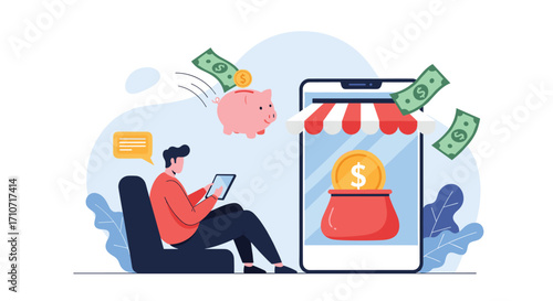 Digital savings and investment growth with online financial management services.