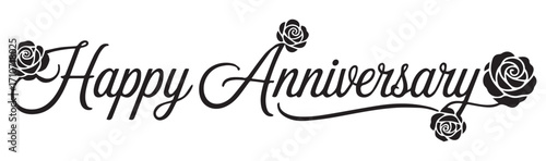 Happy Anniversary text with scattered heart details