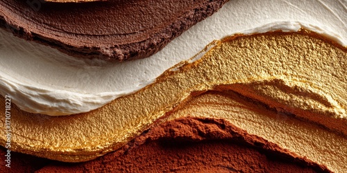 Modern abstract background with cocoa and gold tones evokes luxury, suitable for branding, packaging, and upscale design concepts