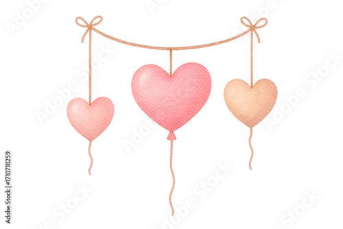 Watercolor Hanging Heart Baby Decoration Illustration