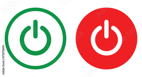 Power Button Icon Vector Set – On Off Switch Symbol, Electric Control Sign, Start and Shutdown
 Button for Computer or Web Interface