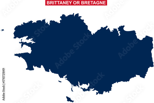Solid state map of Brittany or Bretagne of France