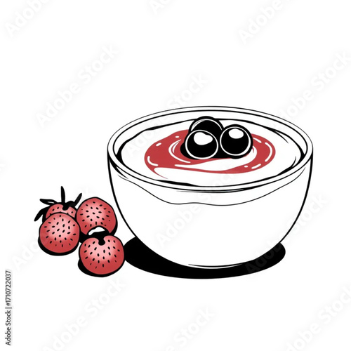 Homemade coconut yogurt with berry compote layers