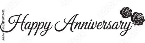Happy Anniversary flowing script text on white celebration