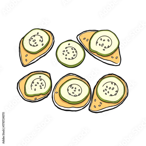 Baked sweet potato rounds with avocado and hemp seeds