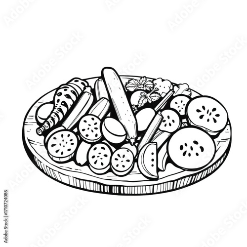 Grilled vegetable medley on rustic wooden serving board