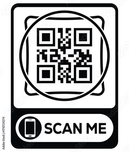 QR code scan icon set. Scan me frame. QR code scan for smartphone. QR code for mobile app, payment and identification. Vector illustration.