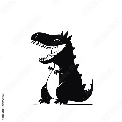 Carnotaurus. Carnotaurus simple black and white line art vector logo
